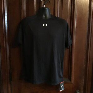 NWT Under Armour Loose Fit Work Out Top - Black T-shirt - Heat Gear - Training